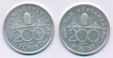 1992. 200Ft Ag "MNB" (2x) T:1-,2 Adamo F13