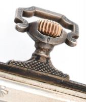 cca 1880 Loehr perpetual patent niellós ezüst zsebóra automata nikkelezett kalapácsos, kulcsos felhú...