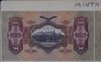 1930. 100P 8db-os vágatlan MINTA ÍV, teljes hátlapi és előlapi fázisnyomattal, látható illesztőkeret...