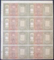 1930. 100P 8db-os vágatlan MINTA ÍV, teljes hátlapi és előlapi fázisnyomattal, látható illesztőkeret...