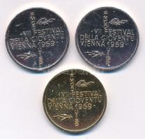 Ausztria 1959. "VII. Ifjúsági Fesztivál, Bécs 1959" Al emlékérem (3xklf) T:1-,2 Austria 1959. "VII. Festival della Gioventu Vienna 1959" Al medallion (3xdiff) C:AU,XF