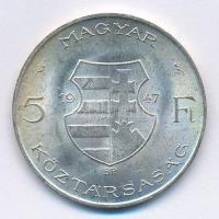 1947. 5Ft Ag "Kossuth" T:1- patina Adamo F8.1