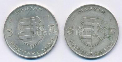 1947. 5Ft Ag "Kossuth" (2x) T:2,2- patina Adamo F8.1