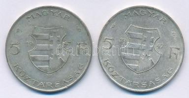 1947. 5Ft Ag "Kossuth" (2x) T:2,2- patina Adamo F8.1