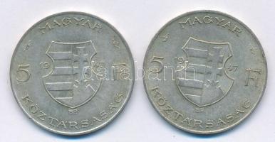 1947. 5Ft Ag "Kossuth" (2x) T:2- patina Adamo F8.1