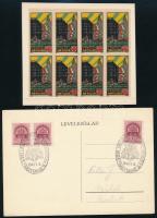 Harctéri kiállítás Nagyvárad levélzáró 8-as tömb + levelezőlap alkalmi Nagyvárad bélyegzéssel
