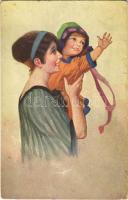 Mutters Liebling / Children art postcard, mothers favorite. Wenau-Rubens 5044. s: Bender (apró szakadás / tiny tear)