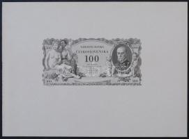 Csehszlovákia 1931. 100K egyoldalas fekete nyomat T:1 Czechoslovakia 1931. 100 Korun one-sided black proof C:UNC