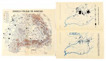 1939 Erdély földje és kincsei, rajzolta: Gulyás László, 37x32,5 cm + A moldvai magyarság néprajzi térképe és a moldvai magyar lakosságú róm. kat. plébániák térképe, tervezte: dr. Szvoboda Béla, rajzolta: Percz János, 39x32,5 cm