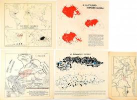 cca 1920-1940 5 db különféle történelmi, néprajzi térkép, közte irredenta kiadások, 32x19 cm és 37x33 cm közötti méretben