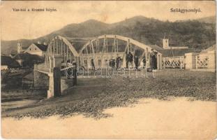 1910 Szilágysomlyó, Simleu Silvaniei; Vas híd a Krasma (Kraszna) folyón. Ifj. Weisz Ign. Nemzeti Bazár kiadása / bridge on river Crasna (apró szakadás / tiny tear)