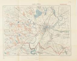 1928 Szeged és környéke térképe, rajta a trianoni határral, 1 : 75.000, M. Kir. Állami Térképészet, jó állapotban, 60x47 cm