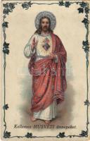 Kellemes húsvéti ünnepeket / Easter greeting art postcard with Jesus. HWB Ser. 2530. (EK)