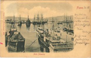 1899 Fiume, Rijeka; Molo Adamich / pier, steamships (EK)