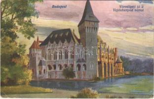 1918 Budapest XIV. Városligeti tó, Vajdahunyad vára. Vasúti Levelezőlapárusítás (EK)