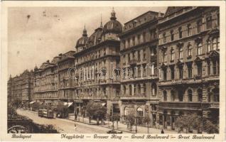 1929 Budapest VII. Nagykörút, Grand Hotel Royal szálloda, villamos (fl)