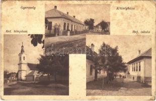 1942 Gyermely, Községháza, Református templom és iskola (kopott sarkak / worn corners)
