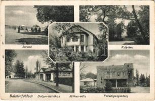 1948 Balatonföldvár, Strand, Kápolna, Dolgos üzlete, Mókus villa, Fürdőigazgatóság (EK)
