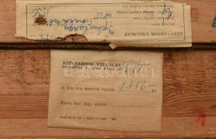 Gyelmis Lukács János (1899-1979): Csónakkikötő. Olaj, vászon, jelzett, hátoldalán Képcsarnok Vállala...