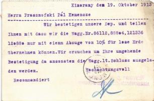 1913 Kinorány, Chynorany (Nyitra, Nitra); Fritz C. Kaessmann Kartoffel- und Flachsaufarbeitungs-Akti...