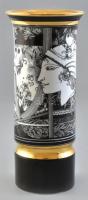 Hollóházi Szász Endre által tervezett porcelán váza, matricás, jelzett, hibátlan, m:19,5 cm