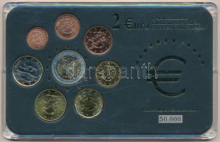 Finnország 2000-2007. 1c-2E (8xklf) forgalmi szett műanyag tokban T:1,1- Finland 2000-2007. 1 Cent - 2 Euro (8xdiff) coin set in plastic case C:UNC,AU