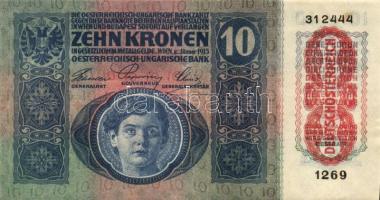 1915. 10K piros "Deutschösterreich" fny-sal T:II+ Csak egyszer hajtva!