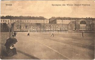 1910 Wien, Vienna, Bécs; Sportplatz des Wiener Eislauf-Vereines / Sports field of the Vienna Ice Skating Club, tennis players, tennis court (EK)