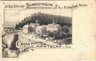 1903 Mantscha bei Graz (Steiermark), Joh. Bapt. Zellersche Sommerfrische / holiday resort, hotel. Art Nouveau, floral (EK)