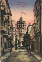 1922 Constantinople, Istanbul; La Tour de Galata / Galata Tower, Turkish flag (EB)