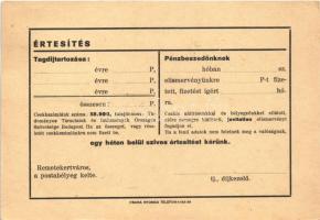 Tudományos Társulatok és Intézmények Országos Szövetsége Remetekertváros értesítése tagdíjtartozásró...