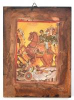 Ikon másolat, Szent György, kopott, 20x15cm