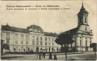 1915 Békéscsaba, Rudolf gimnázium és templom (EK)