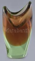 Muránói sommerso üveg mécsestartó, apró csorbák, m:13cm