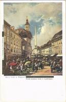 Ljubljana, Laibach; Pred mestno hiso / market, town hall s: Prof. A. Wagner