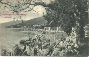 1907 Abbazia, Opatija; Parkpartie, Ausblick aus Südstrand / park, shore
