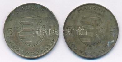 1947. 5Ft Ag "Kossuth" (2x) T:2-,3 patina Adamo F8.1
