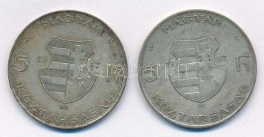 1947. 5Ft Ag "Kossuth" (2x) T:2-,3 patina Adamo F8.1