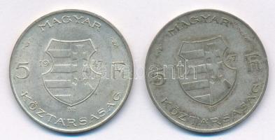 1947. 5Ft Ag "Kossuth" (2x) T:2-,3 patina Adamo F8.1