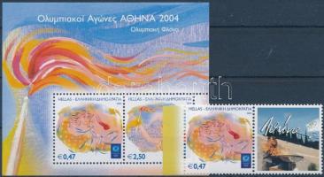 Summer Olympics, Athens stamp with coupon + block, Nyári Olimpia, Athén szelvényes bélyeg + blokk