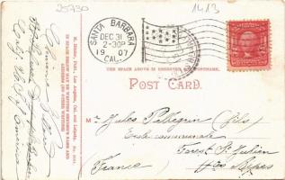 1907 Santa Barbara (California), A Harvesting Scene at the Santa Barbara Mission, monks (EK)