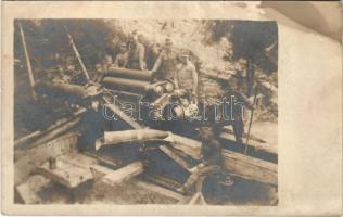 Osztrák-magyar katonák ágyúval / WWI Austro-Hungarian K.u.K. military, soldiers with cannon. photo (fl)