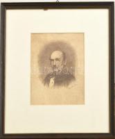 Pap(p) Henrik (1864-1910): Portré (Önarckép?). Rézkarc, papír, jelzett a karc alatt. Kissé foltos. Üvegezett fa keretben. 17,5x13 cm.