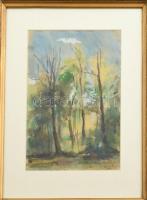 Lang F (?) jelzéssel: Erdőszéle. Akvarell, papír. Üvegezett, dekoratív fa keretben, 29,5×20,5 cm