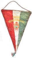 Magyar Népköztársaság címeres asztali zászló, foltokkal, 40x30 cm