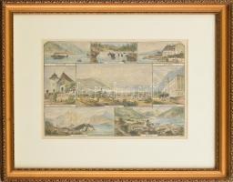 cca 1860-1890 Gmunden, Traunkirchen és környéke Acélmetszet, papír, jelzés nélkül. Üvegezett fa keretben. 22×31,5 cm cm