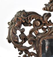 Asztali neobarokk tükör. Öntöttvas, fazettázott tükörrel. 46x30cm, korának megfelelő állapotban