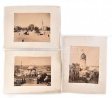 cca 1880 Isztambul 3 db nagy méretű fotó / Istanbul 3 large photos on cartboard, photo: 21×26 cm, cardboard: 40x30 cm