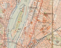 1910 Budapest Székesfőváros egész területének térképe. A szomszédos községekkel az utcák és terek be...