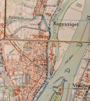 1910 Budapest Székesfőváros egész területének térképe. A szomszédos községekkel az utcák és terek be...